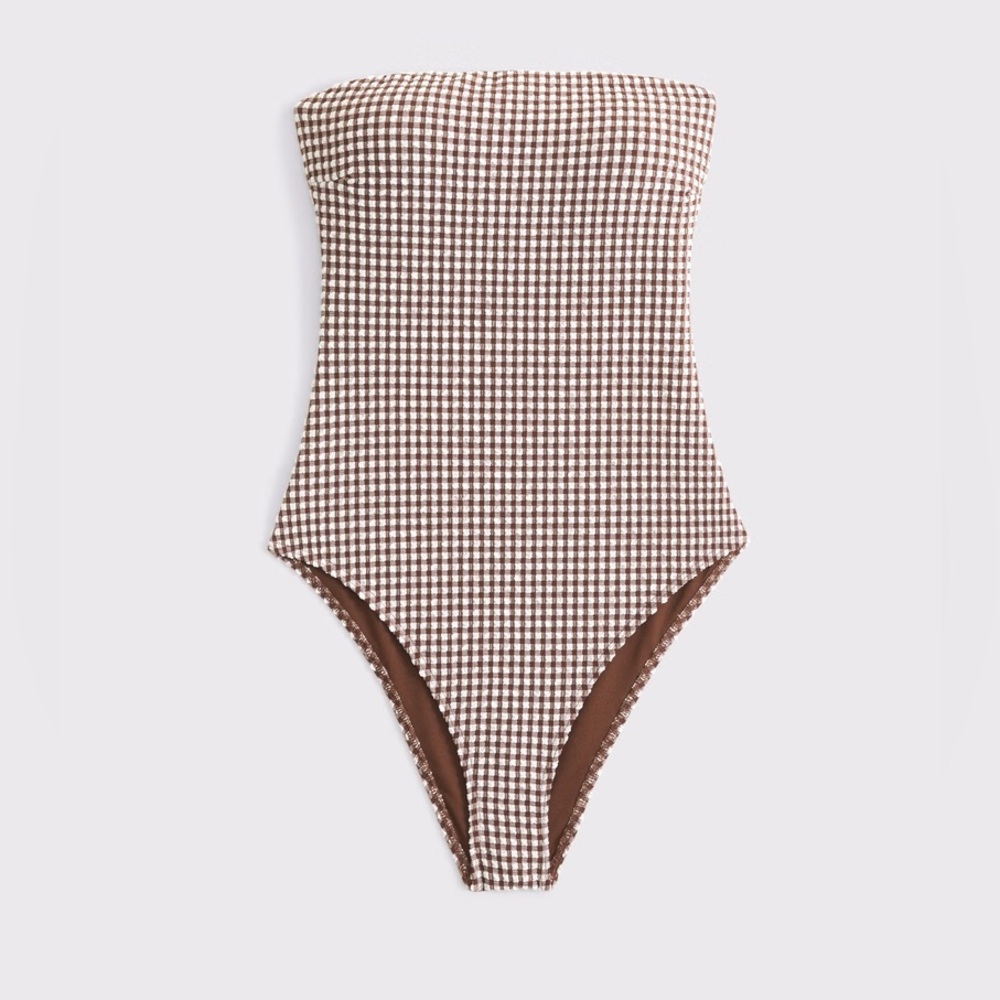 A&F Marina One-Piece Swimsuit - Brown Gingham, Size M
